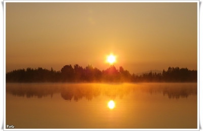 Paysages naturels coucher soleil lac